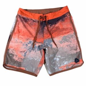 Prana Men's Orange Multicolor Swim Trunks Board Shorts Size 32